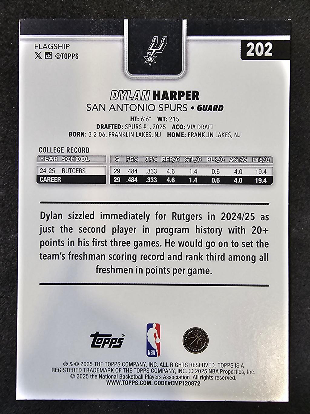 2025-26 Topps #202 Dylan Harper