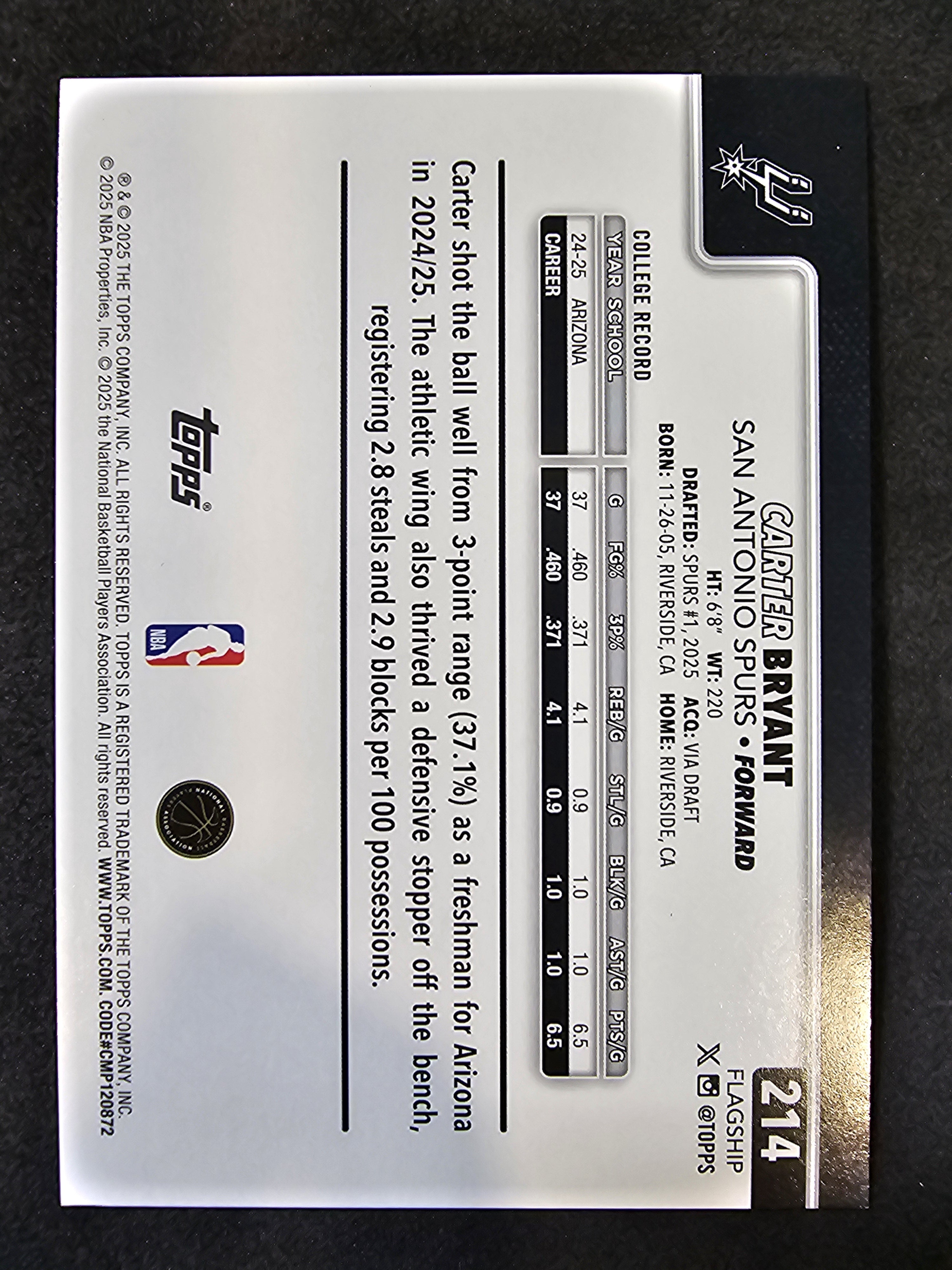 2025-26 Topps #214 Carter Bryant Green Hoops Border /99