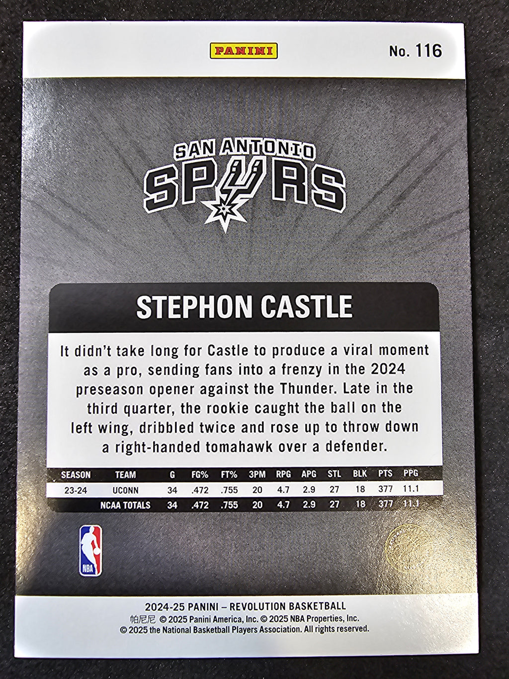 2024-25 Panini Revolution #116 Stephon Castle Copper