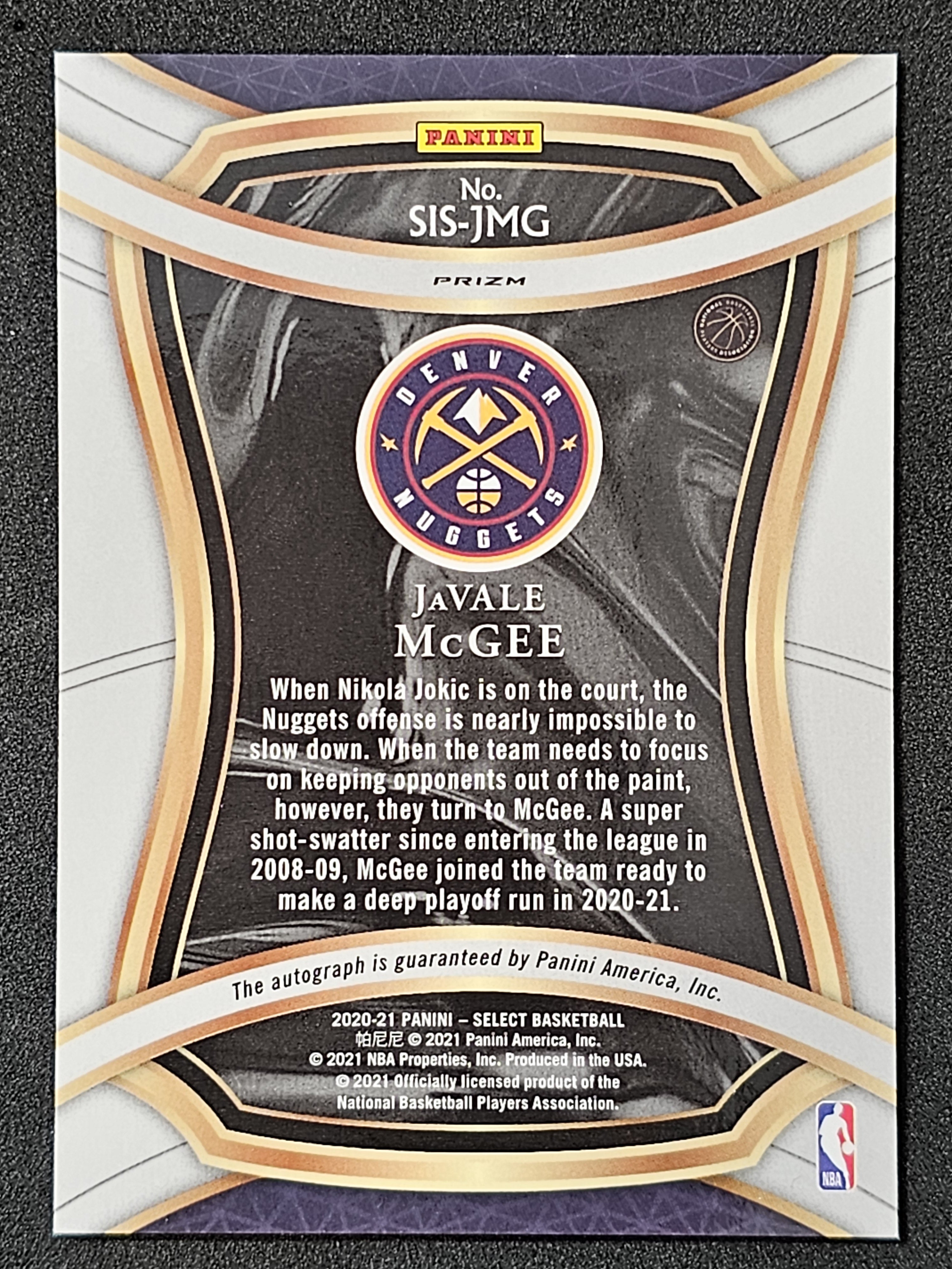 2020-21 Panini Select #SIS-JMG JaVale McGee Signature Selections