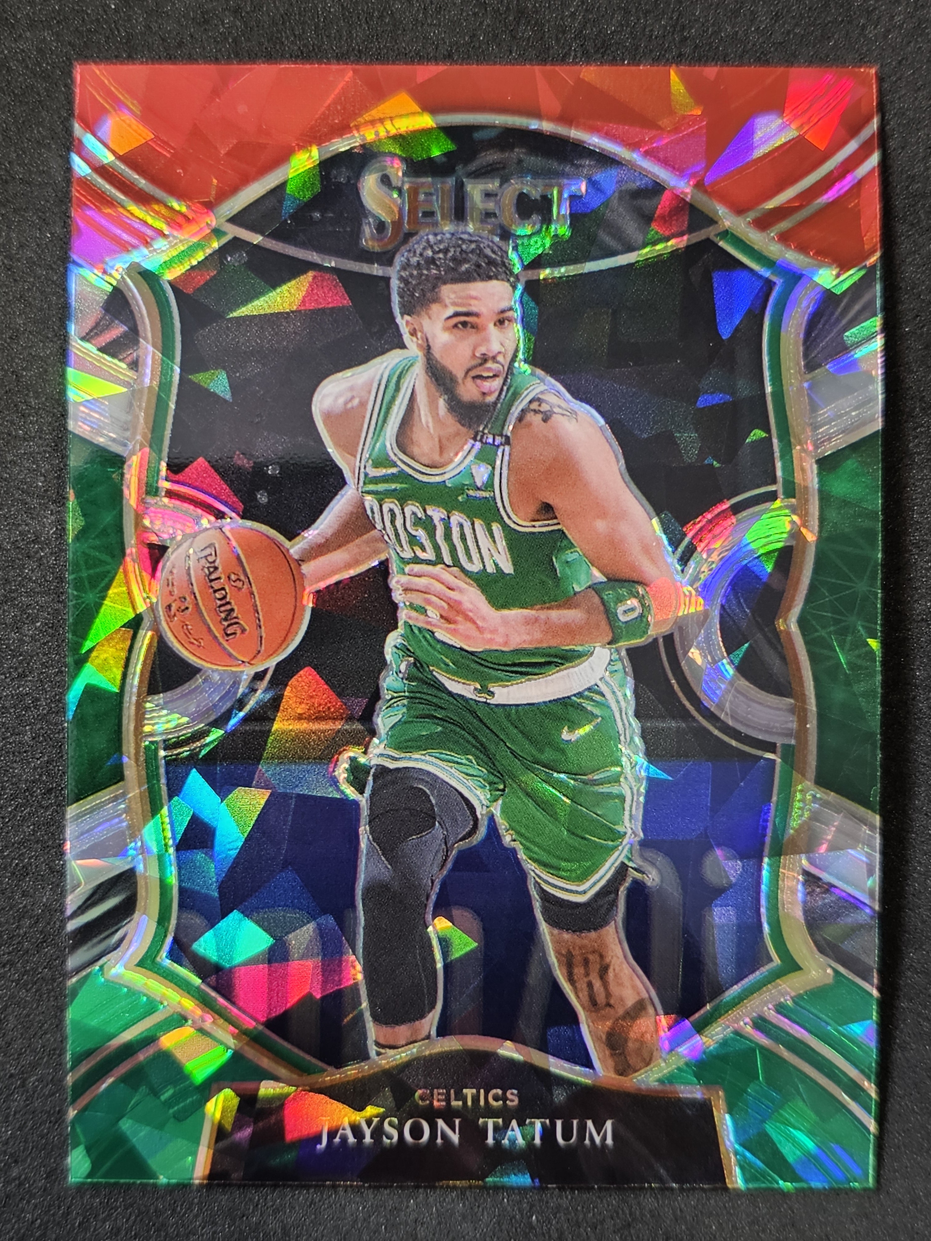 2020-21 Panini Select #41 Jayson Tatum Red White Green Cracked Ice