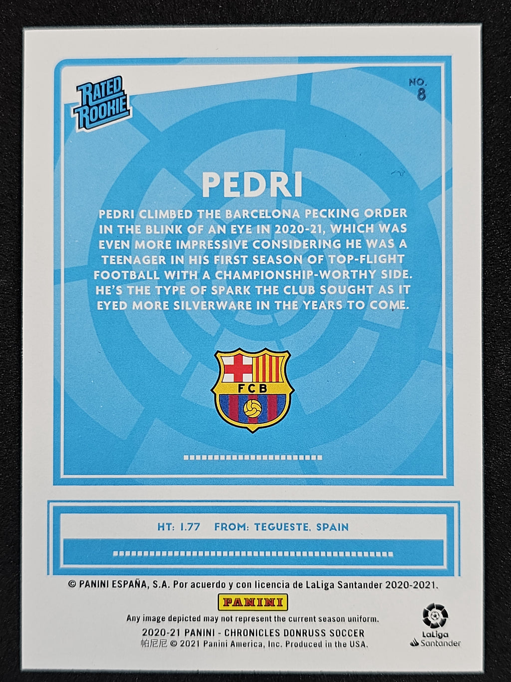 2020-21 Panini Chronicles - Donruss Rated Rookies La Liga Purple Astro #8 Pedri