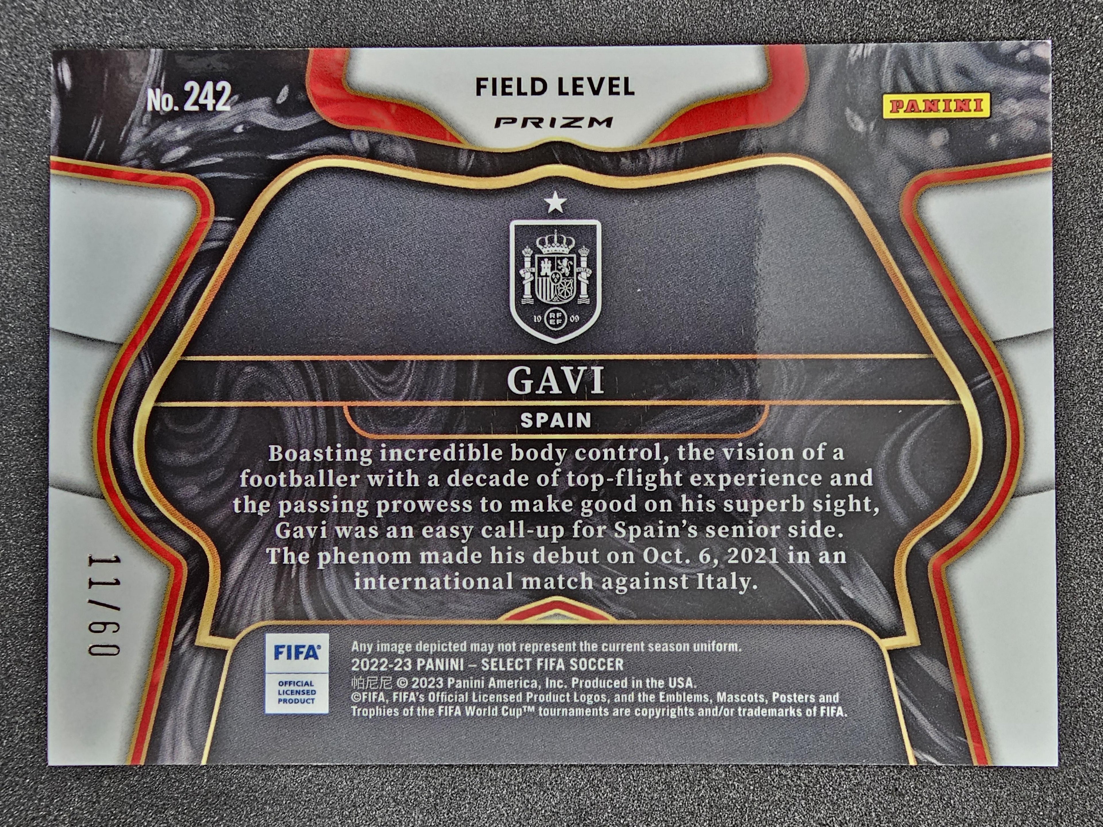 2022-23 Panini Select FIFA #225 Gavi Orange Field Level /60