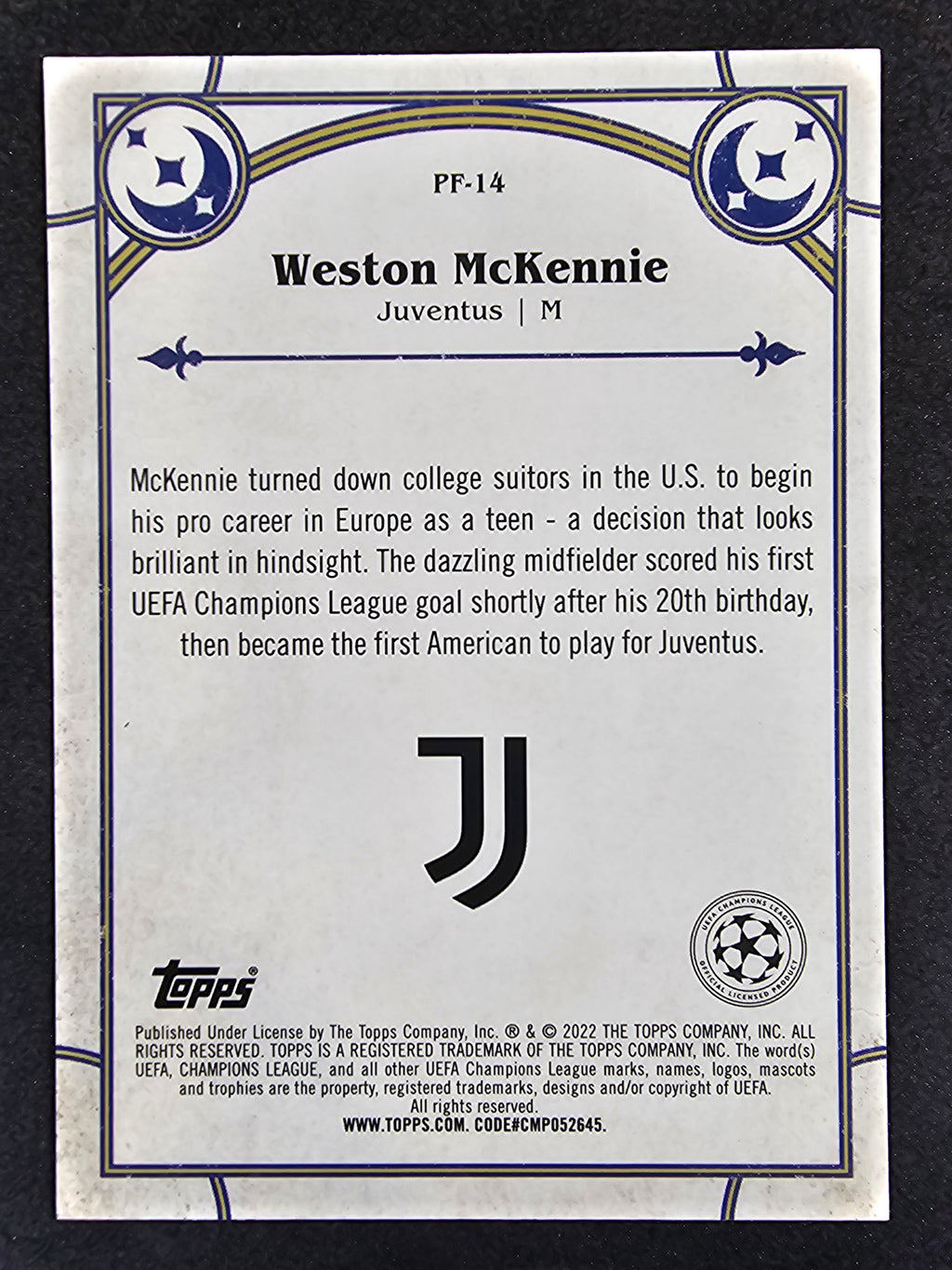 2021-22 Merlin UEFA Champions League #PF-14 Weston McKennie Prophecy Fulfilled