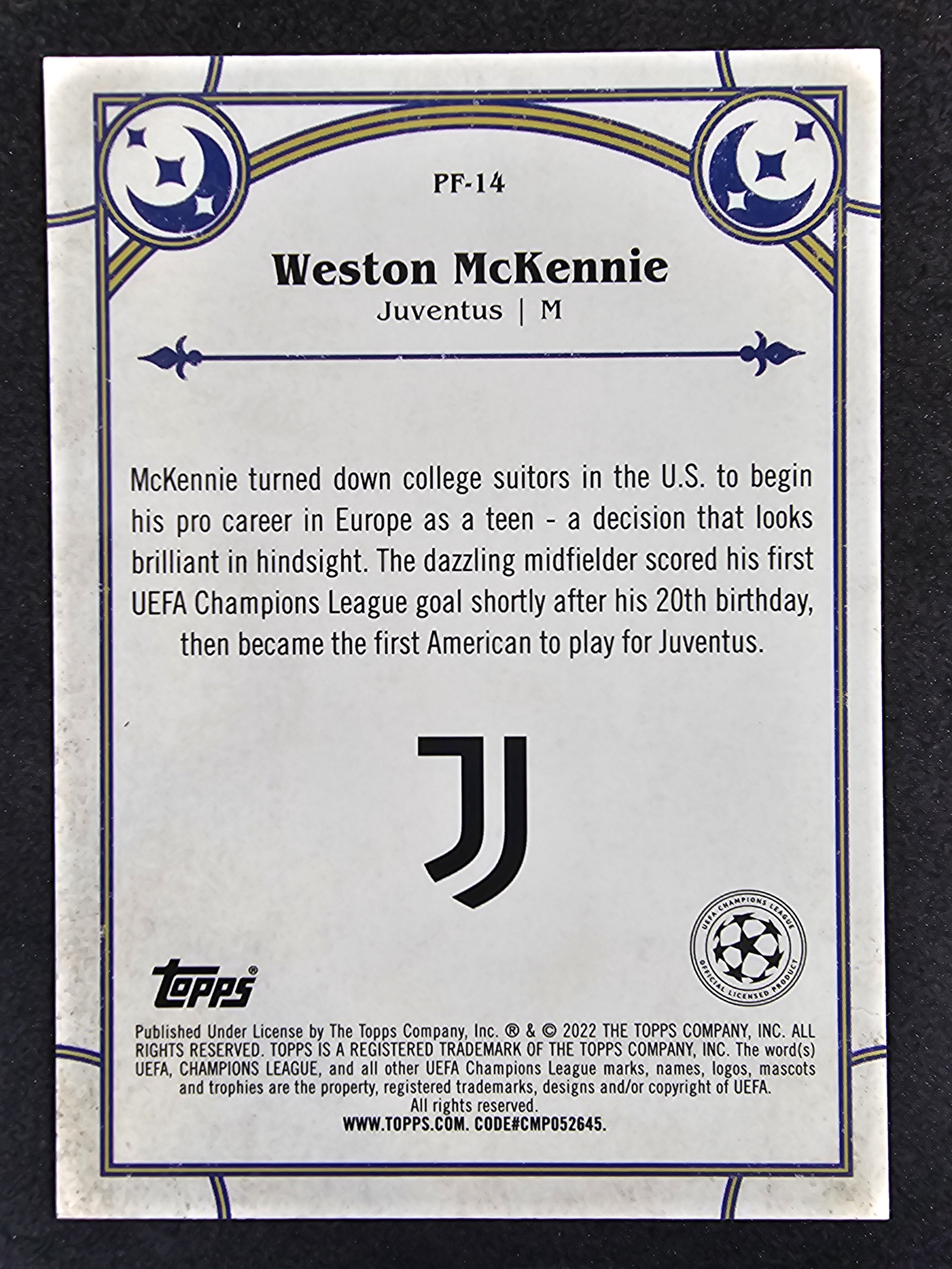2021-22 Merlin UEFA Champions League #PF-14 Weston McKennie Prophecy Fulfilled
