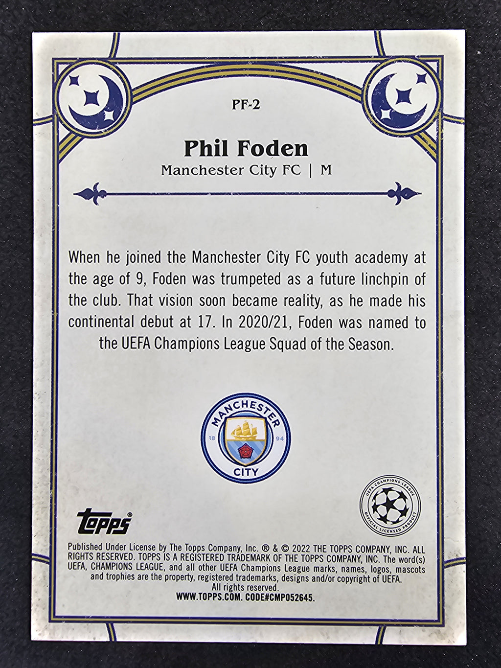 2021-22 Merlin UEFA Champions League #PF-2 Phil Foden Prophecy Fulfilled