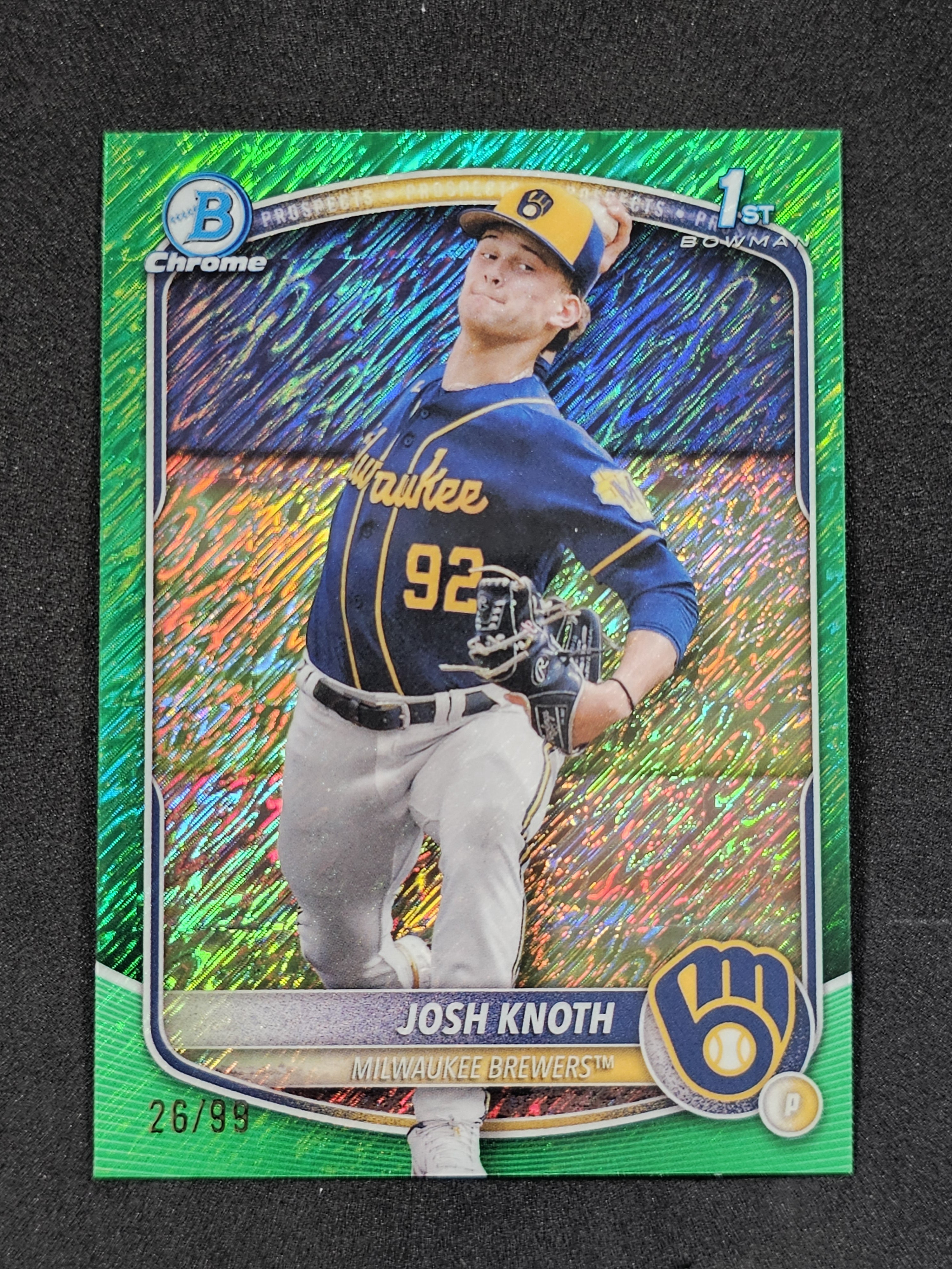 2025 Bowman #BCP-136 Josh Knoth Chrome Prospects Green Shimmer Refractor #/99