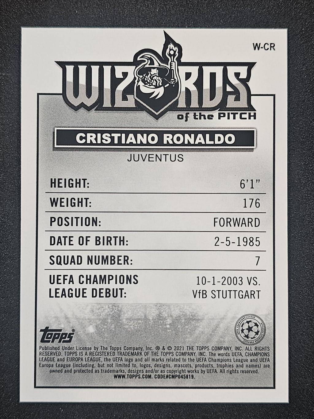 2020-21 Merlin UCL #W-CR Cristiano Ronaldo Wizards of the Pitch