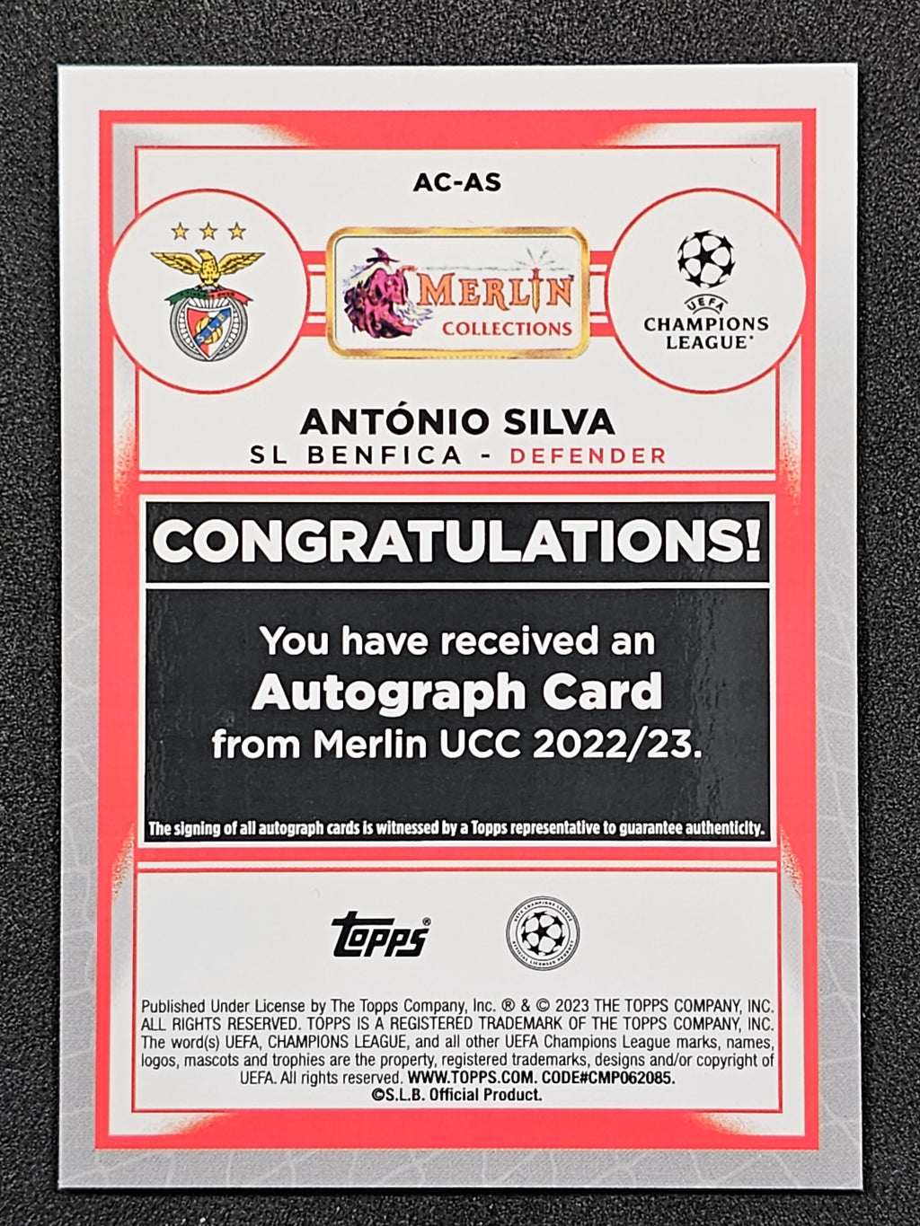 2022-23 Merlin UCC #AC-AS António Silva Autographs Mojo Refractor