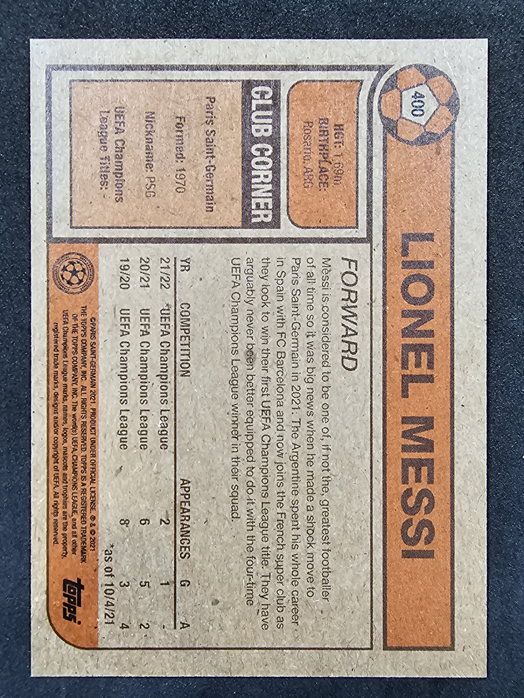 2021 Topps Living UEFA Champions League #400 Lionel Messi