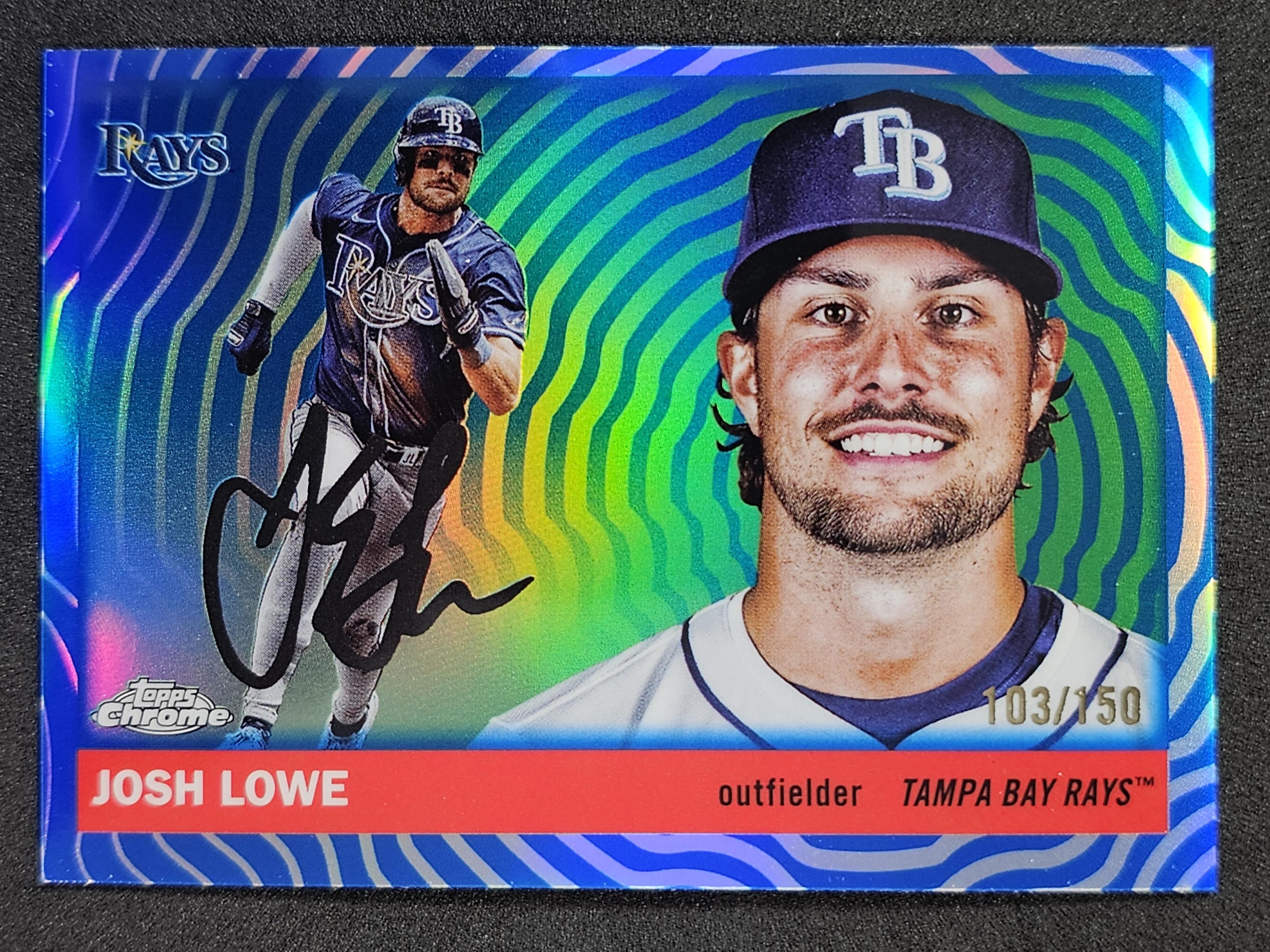 2025 Topps Chrome Platinum #132 Josh Lowe Blue Vibrations Refractors #/150