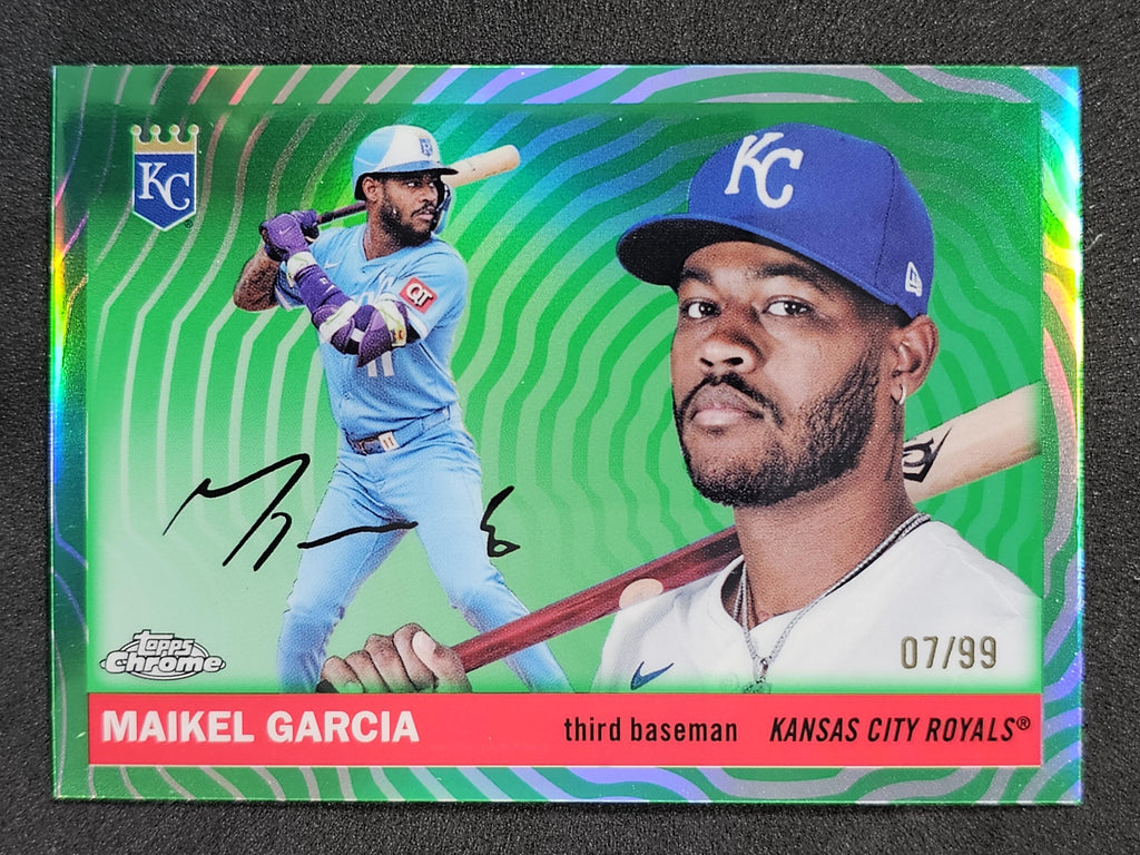 2025 Topps Chrome Platinum #37 Maikel Garcia Green Vibrations /99