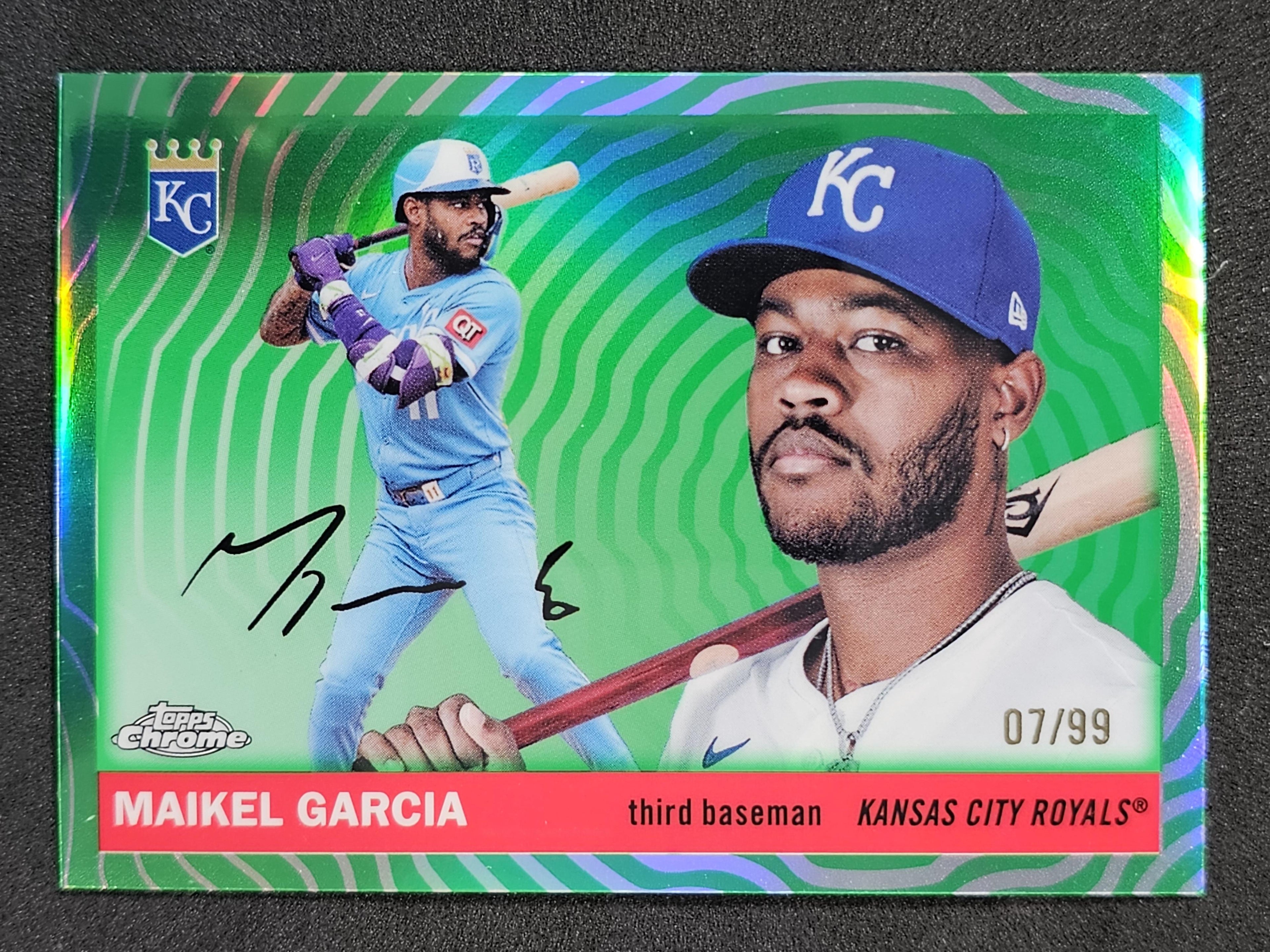 2025 Topps Chrome Platinum #37 Maikel Garcia Green Vibrations /99