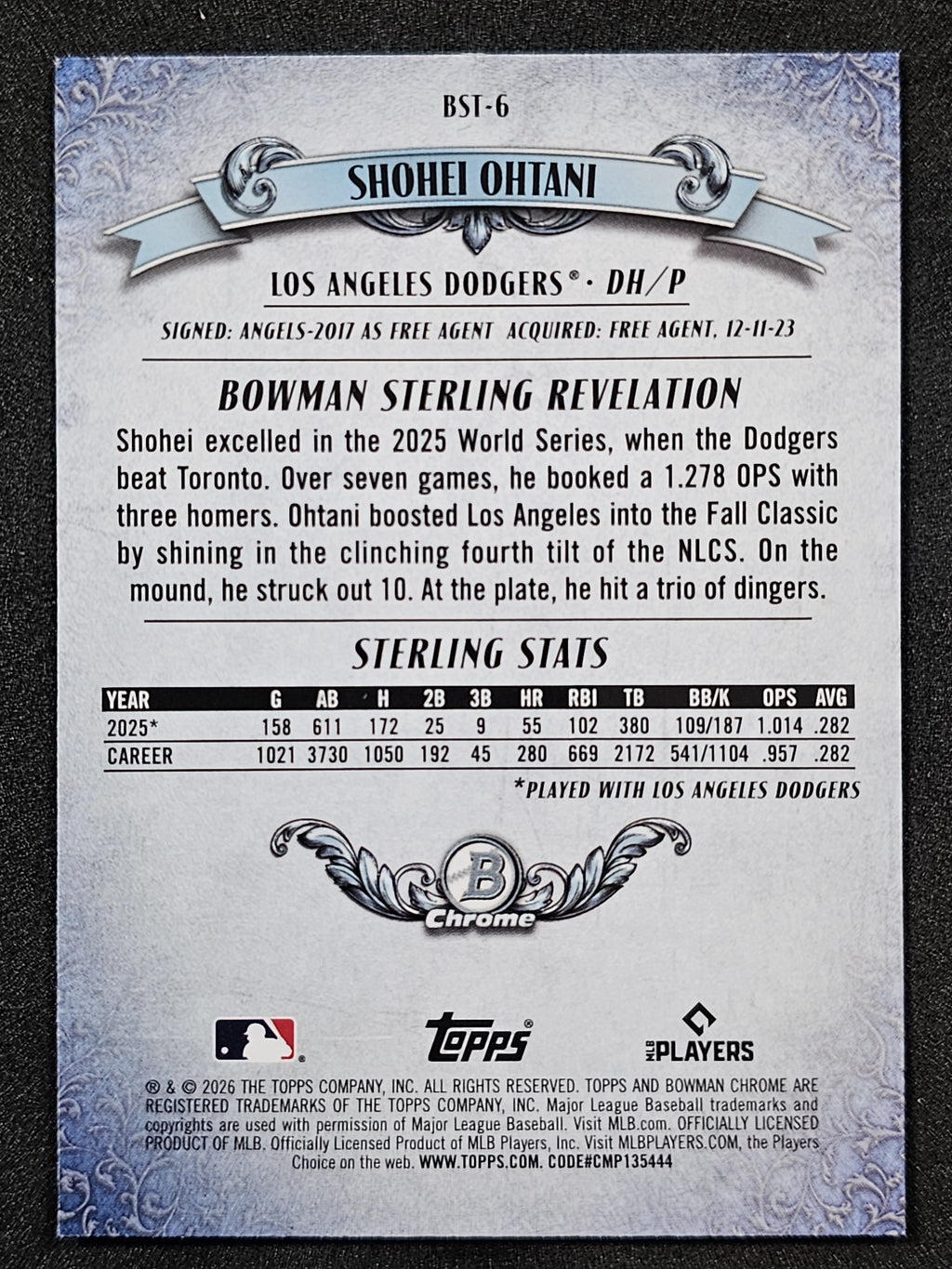 2026 Bowman #BST-6 Shohei Ohtani Bowman Sterling