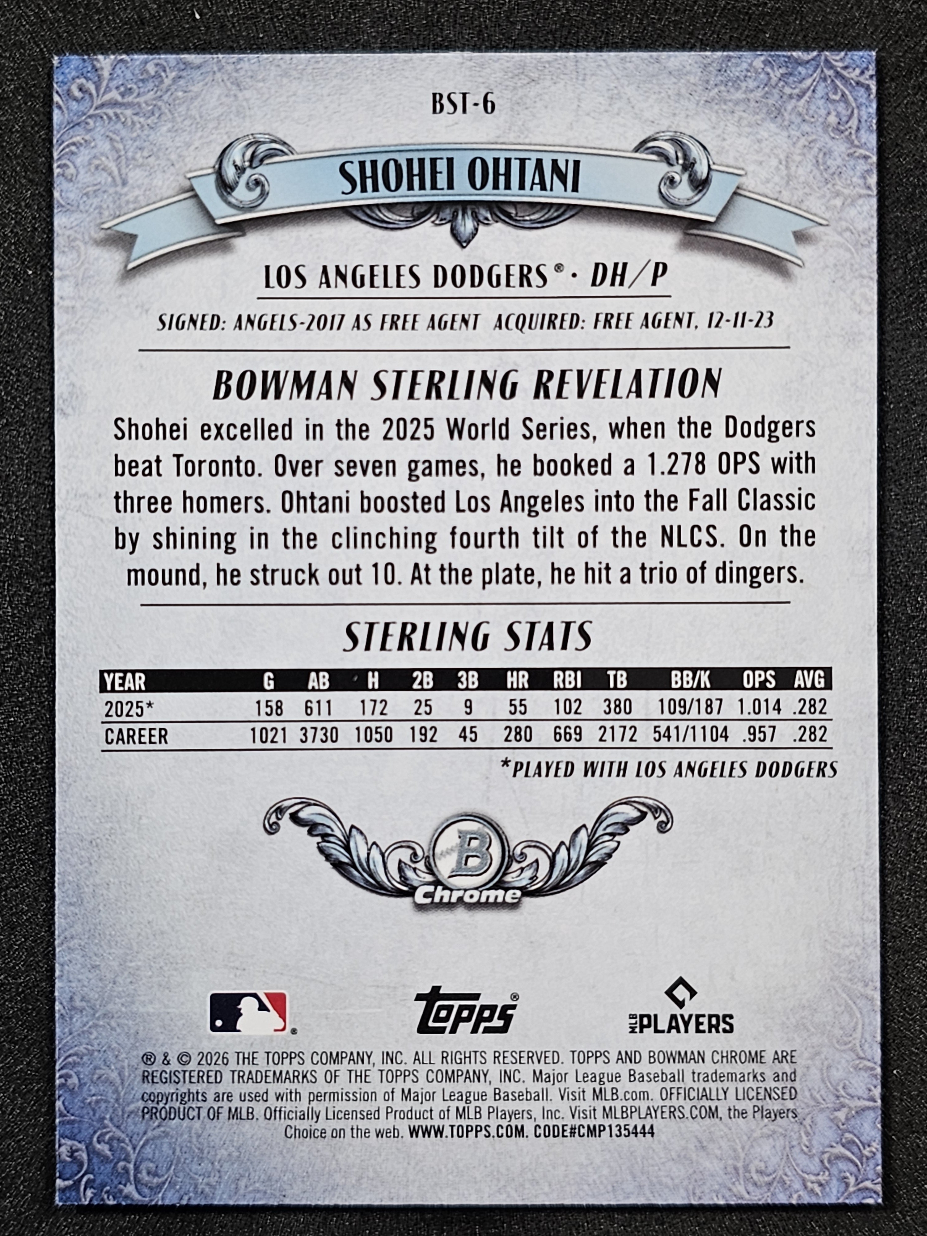 2026 Bowman #BST-6 Shohei Ohtani Bowman Sterling