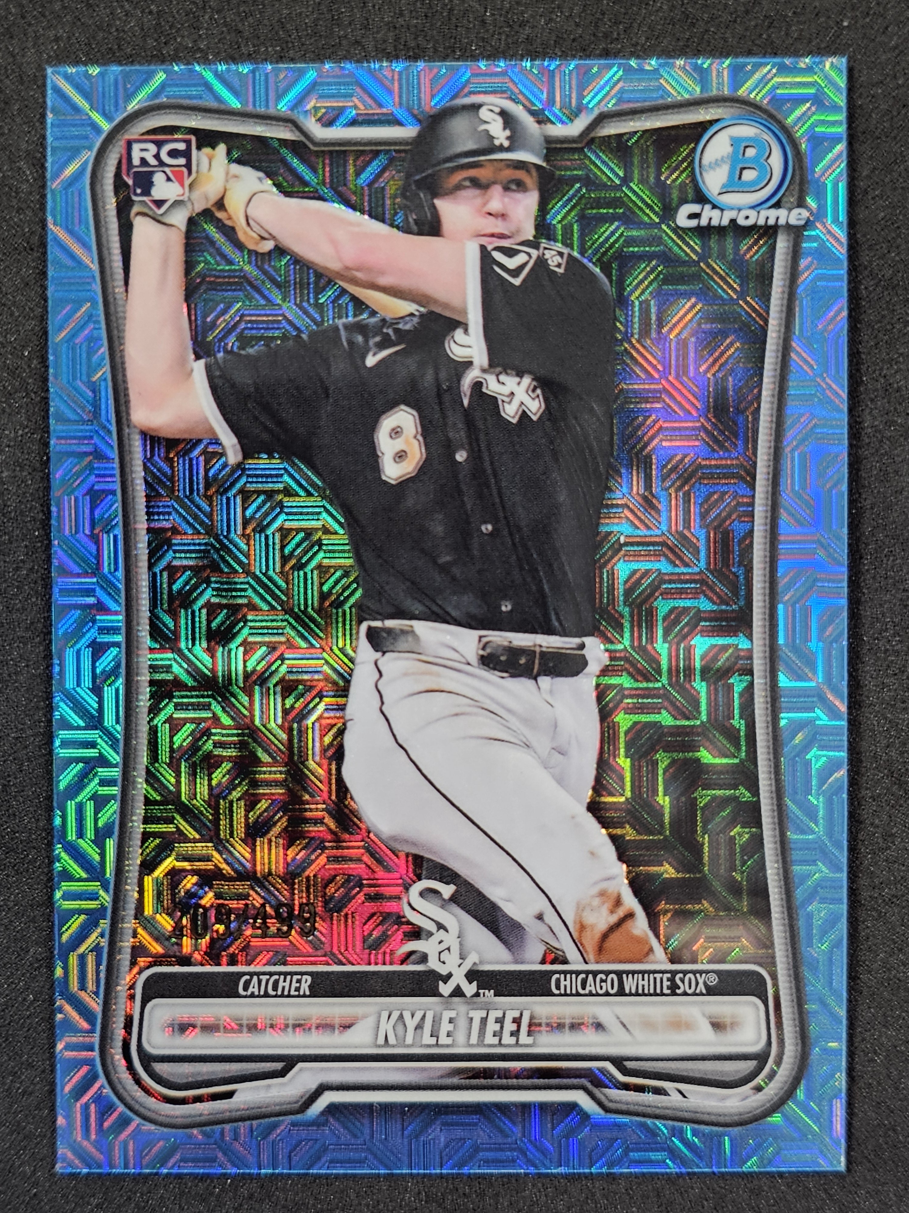 2026 Bowman #19 Kyle Teel Chrome Mojo Sky Blue Refractors #/499