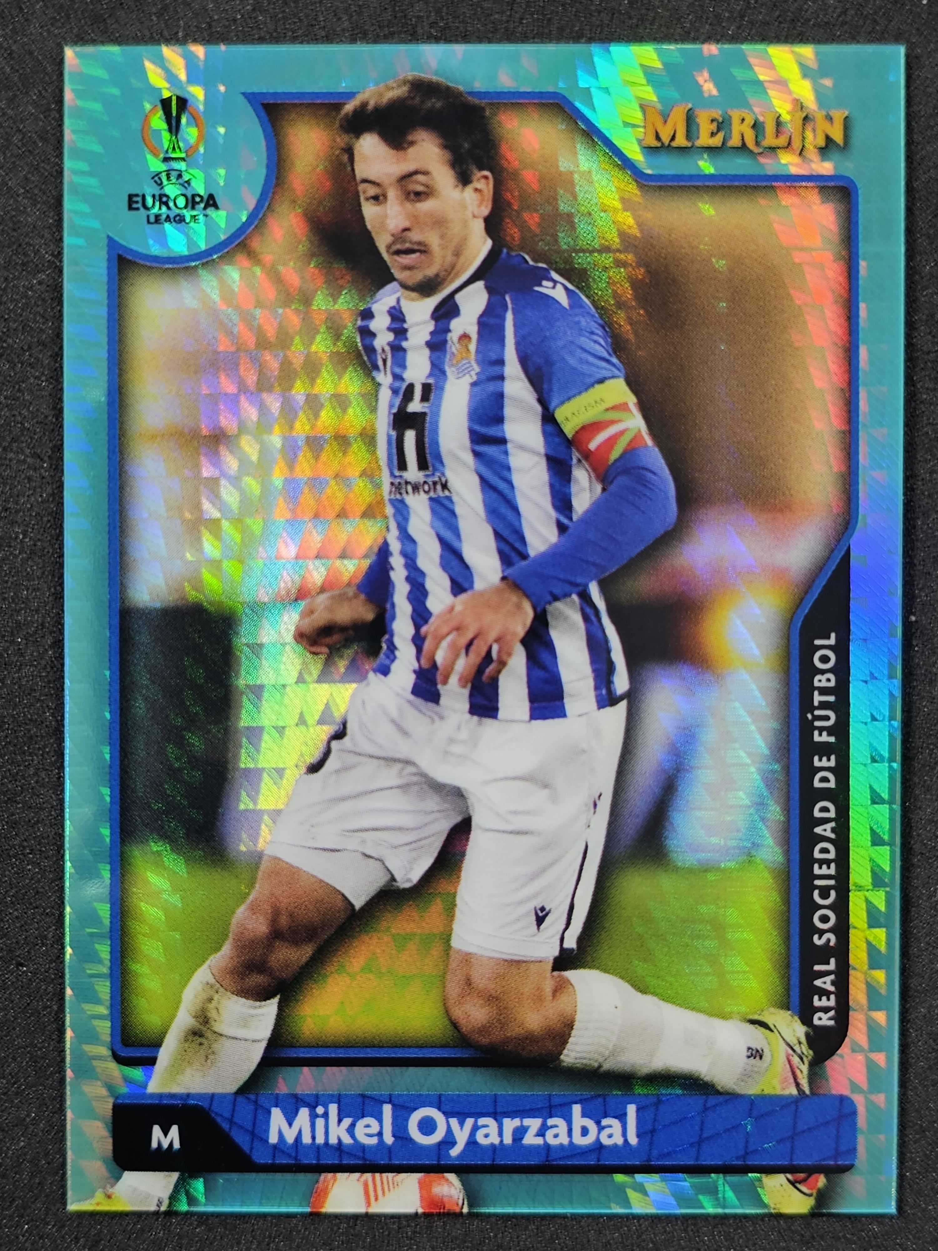 2021-22 Merlin UEFA Champions League #37 Mikel Oyarzabal Aqua Prism Refractor