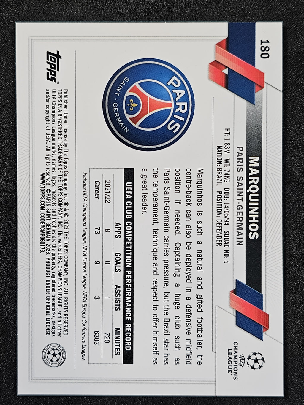 2022-23 Topps UCC #180 Marquinhos Pulsar
