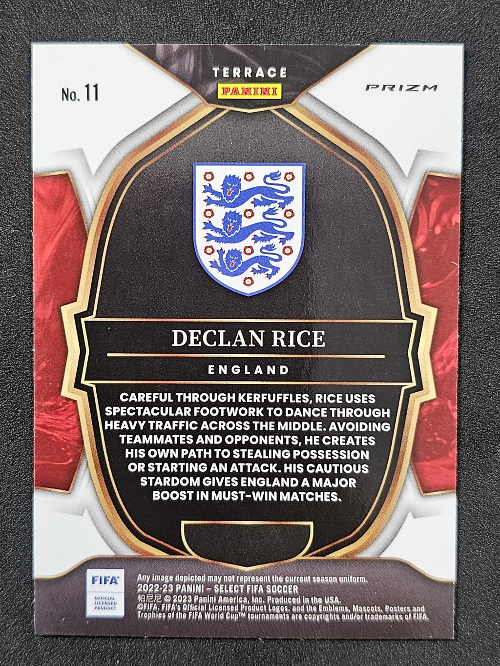 2022-23 Panini Select FIFA #11 Declan Rice Refractor
