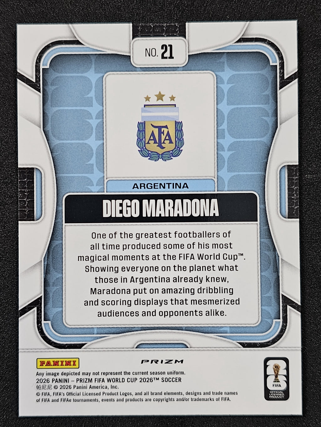 2026 Panini Prizm FIFA World Cup #21 Diego Maradona Refractor