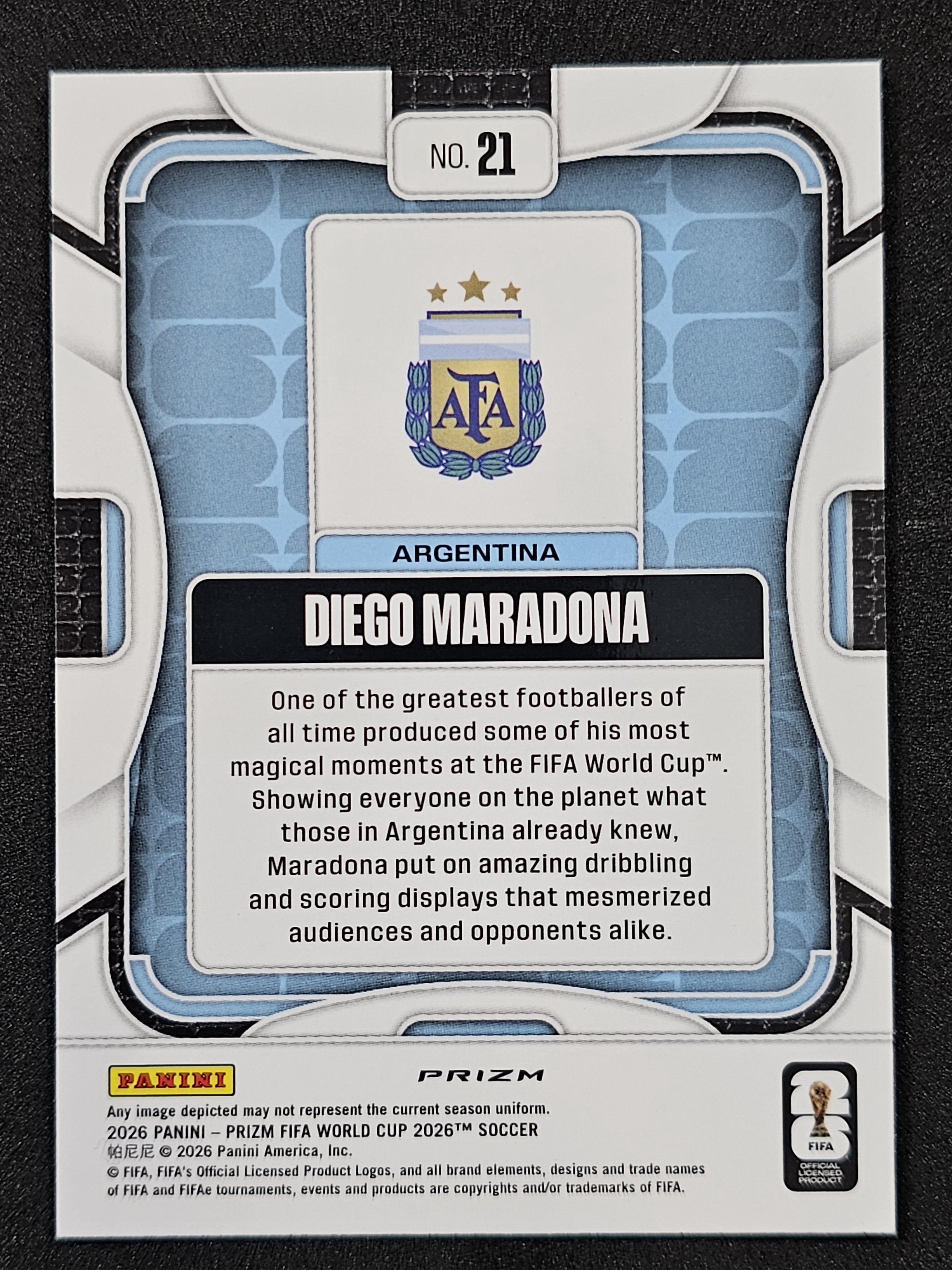 2026 Panini Prizm FIFA World Cup #21 Diego Maradona Refractor