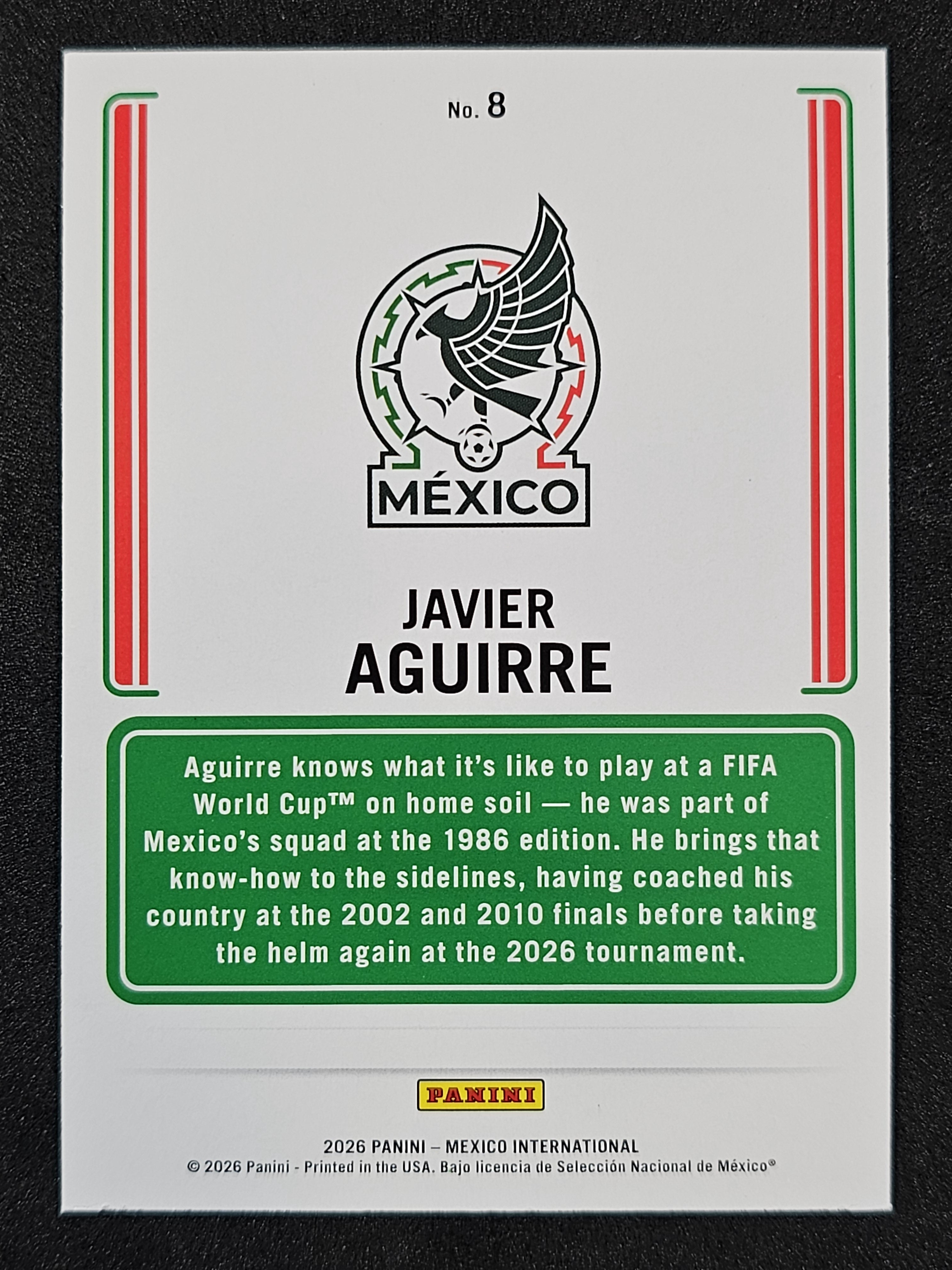 2026 Panini Intl Mexico #8 Javier Aguirre Aguila Refractor