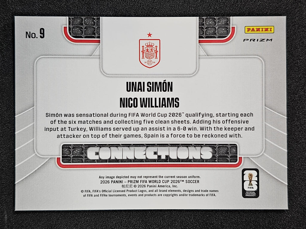 2026 Panini Prizm FIFA World Cup #9 Nico Williams / Unai Simon Connections Wave