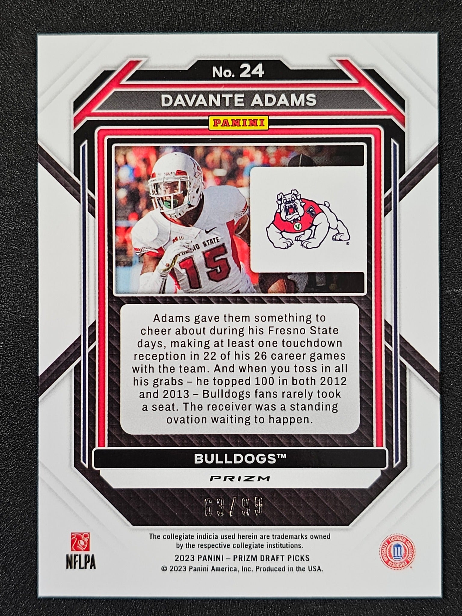 2023 Panini Prizm Draft Picks #24 Davante Adams Prizms Blue Ice #/99