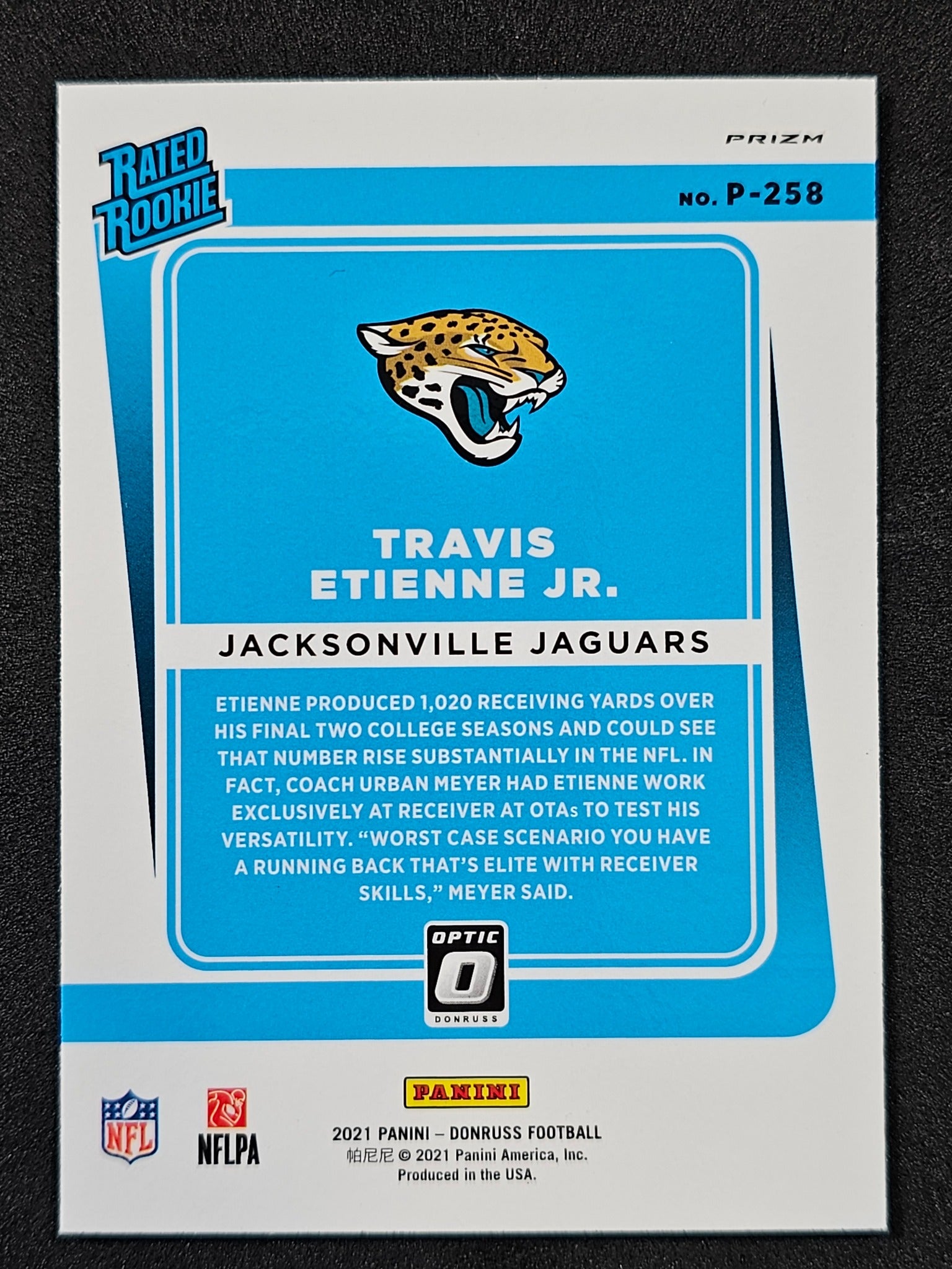 2021 Donruss #P-258 Travis Etienne Jr. Optic Rated Rookie Preview Pink