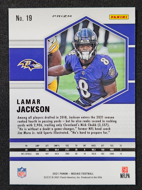 2021 Panini Mosaic #19 Lamar Jackson Prizm Camo Pink