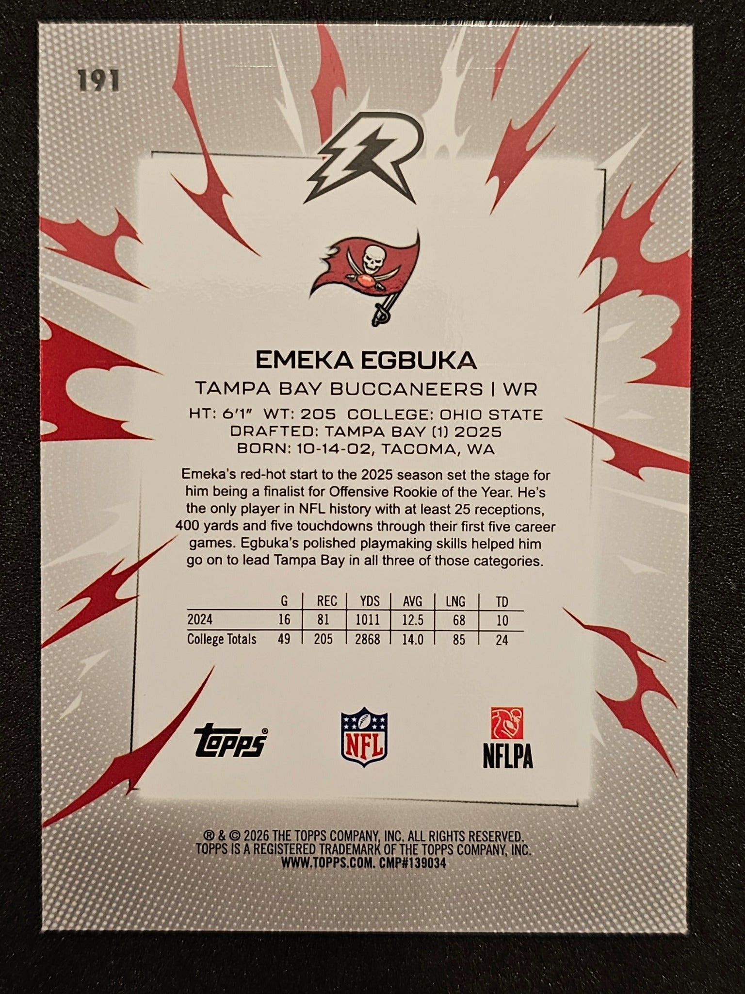 2025 Topps Resurgence #191 Emeka Egbuka Aqua Surge Refractor