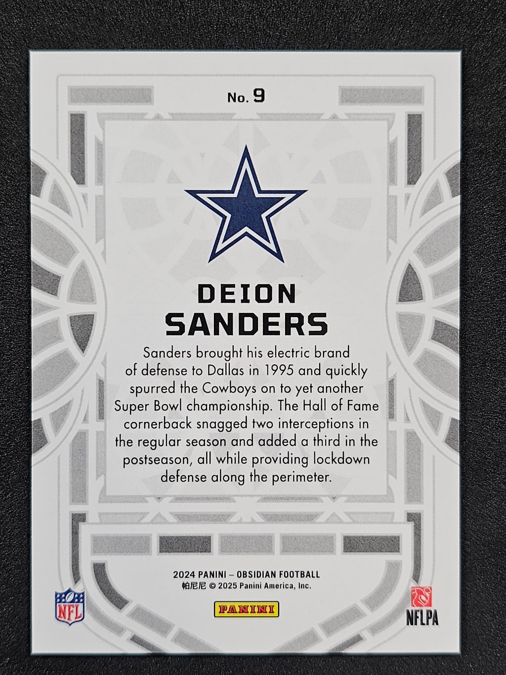 2024 Panini Obsidian #9 Deion Sanders Black Stained Glass