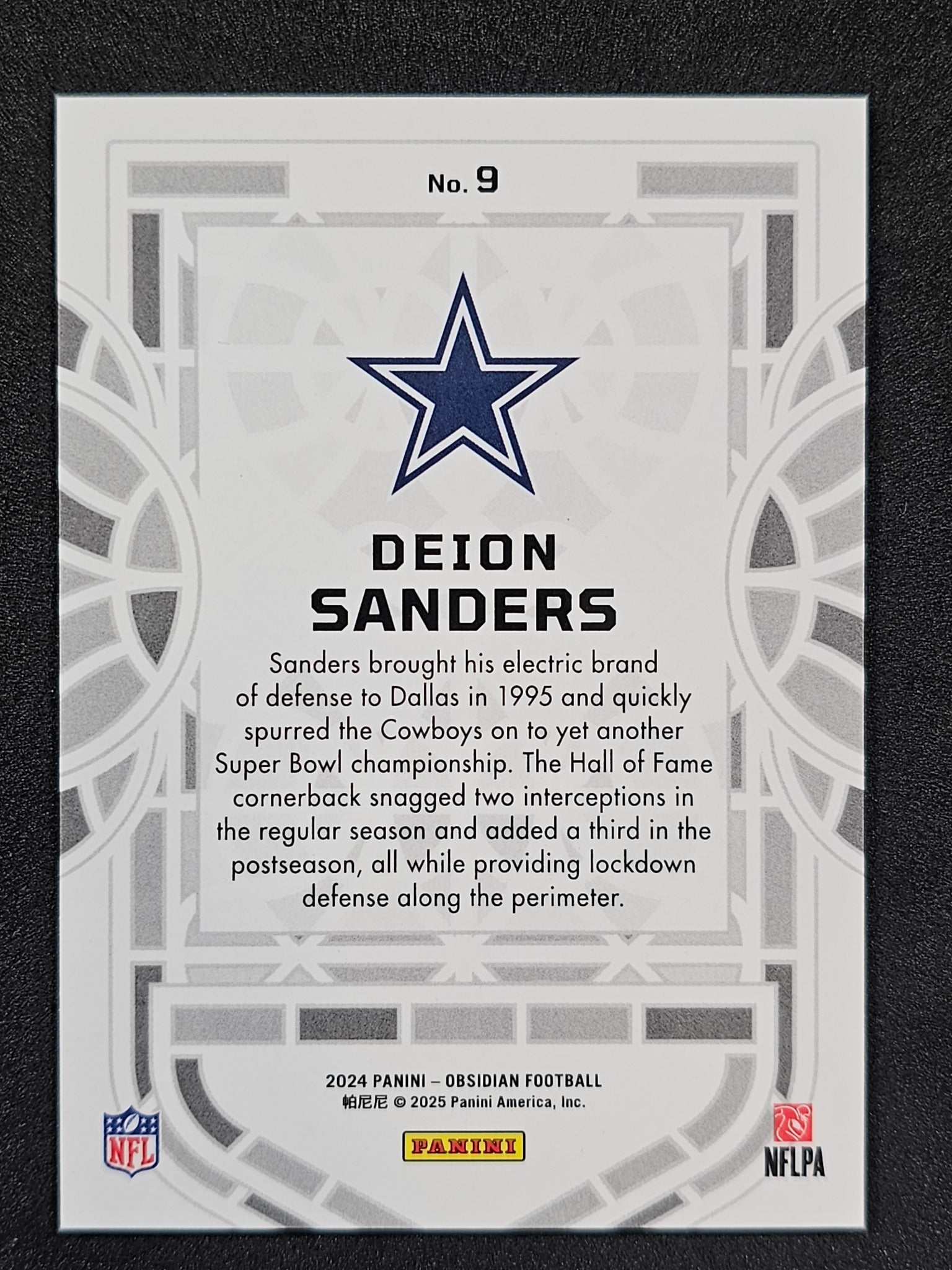 2024 Panini Obsidian #9 Deion Sanders Black Stained Glass
