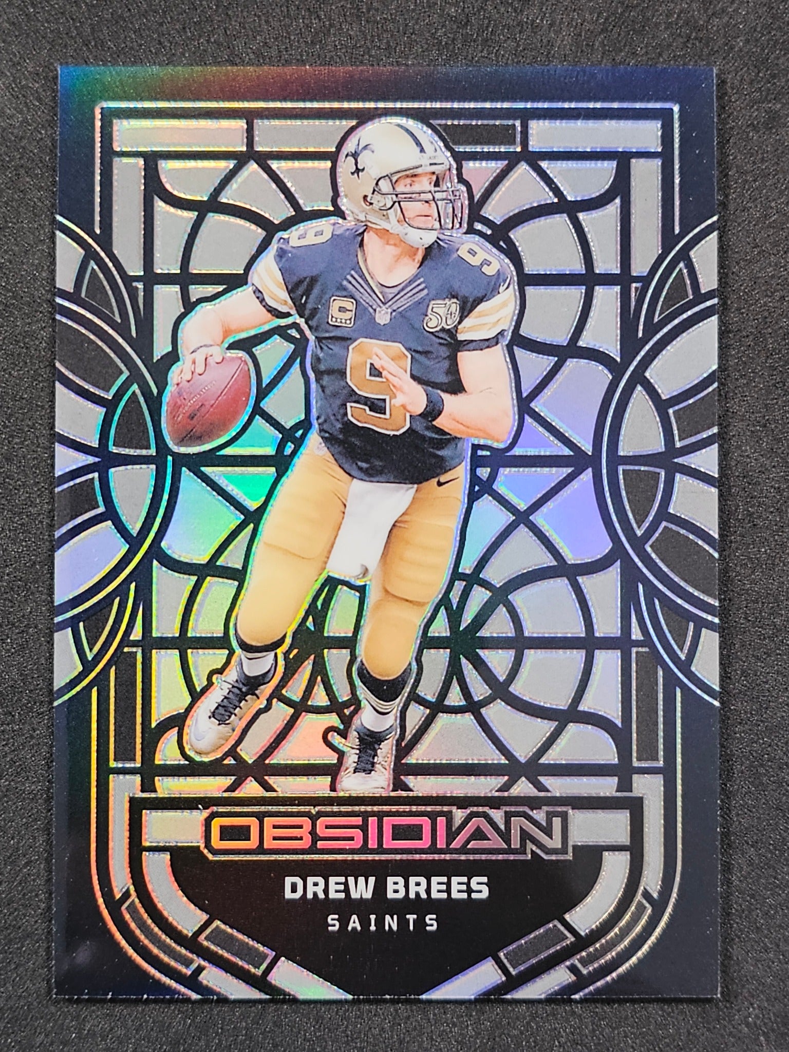 2024 Panini Obsidian #10 Drew Brees Black Stained Glass