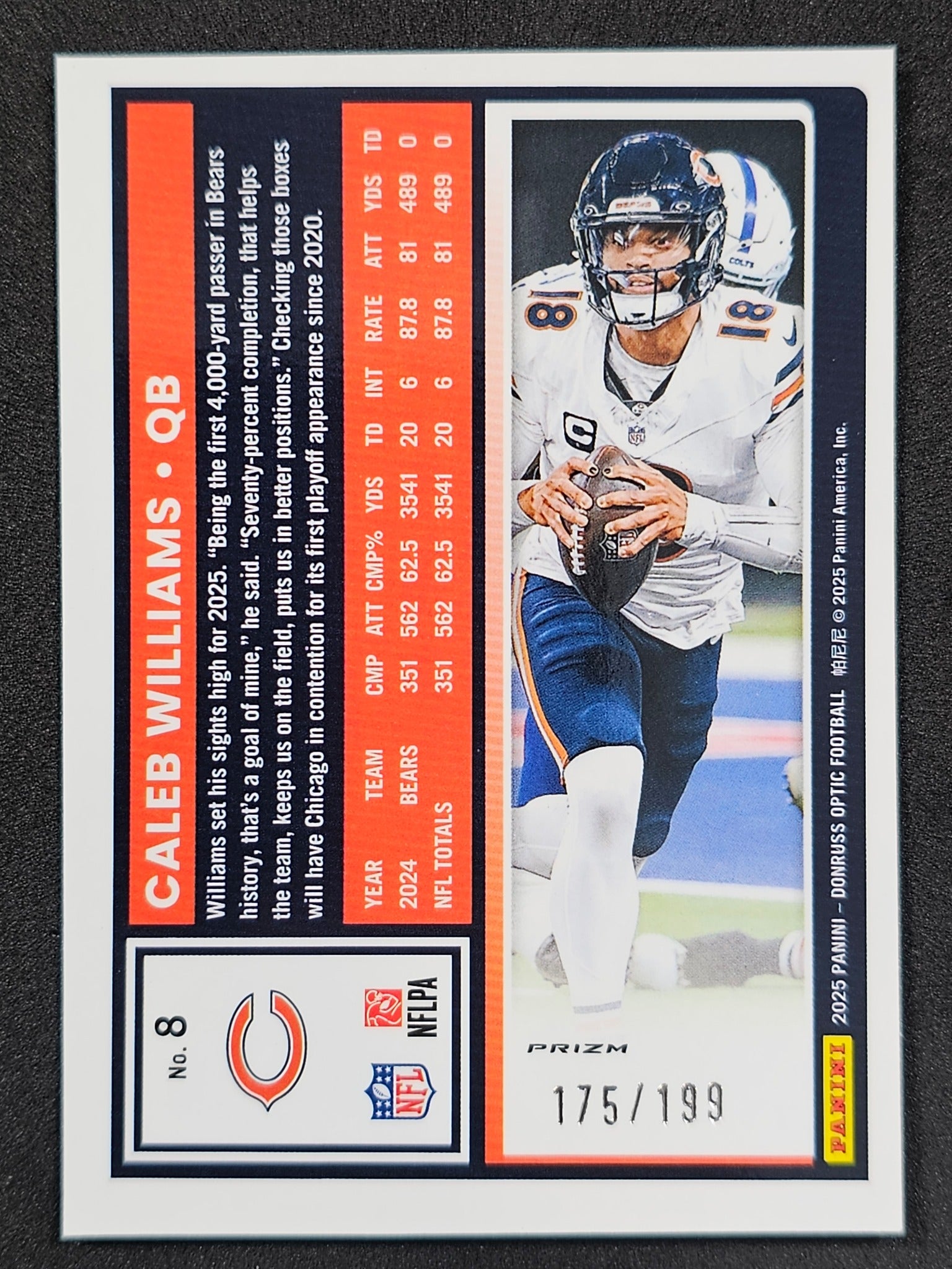 2025 Donruss Optic #8 Caleb Williams Prizm Green /199