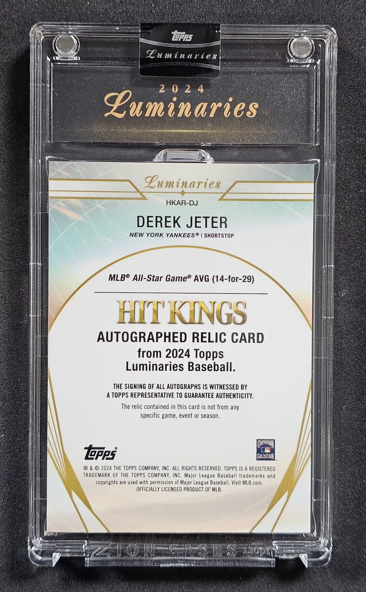 2024 Topps Luminaries - Hit Kings Auto Relics Blue #HKAR-DJ Derek Jeter