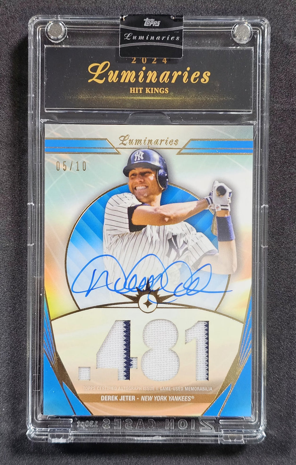 2024 Topps Luminaries - Hit Kings Auto Relics Blue #HKAR-DJ Derek Jeter