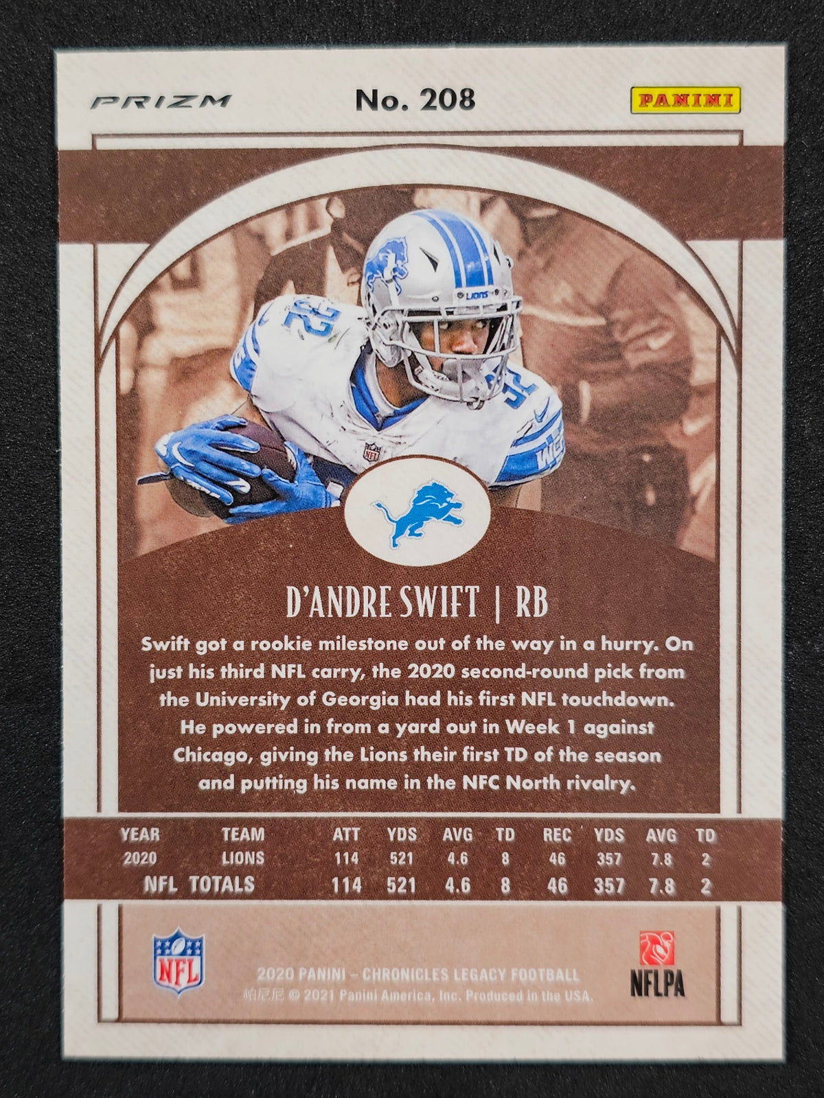 2020 Panini Chronicles #208 D'Andre Swift Legacy Update Rookies Silver