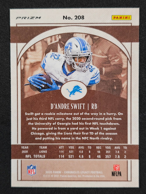 2020 Panini Chronicles #208 D'Andre Swift Legacy Update Rookies Silver
