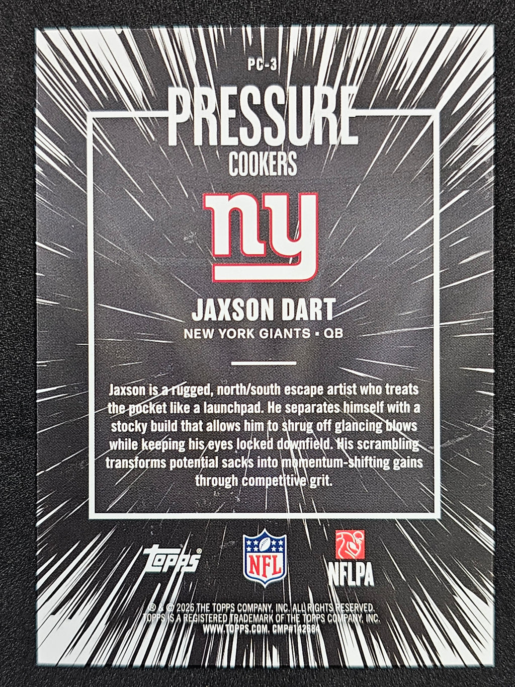 2026 Topps Flagship #PC-3 Jaxson Dart Pressure Cookers Pink Crackle