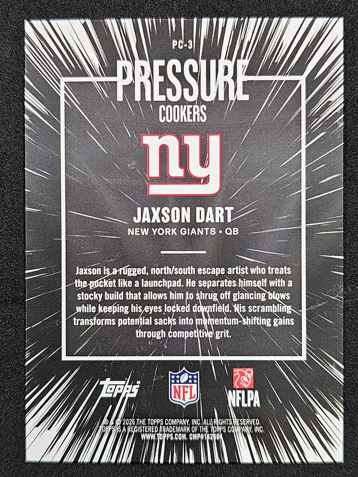 2026 Topps Flagship #PC-3 Jaxson Dart Pressure Cookers Pink Crackle