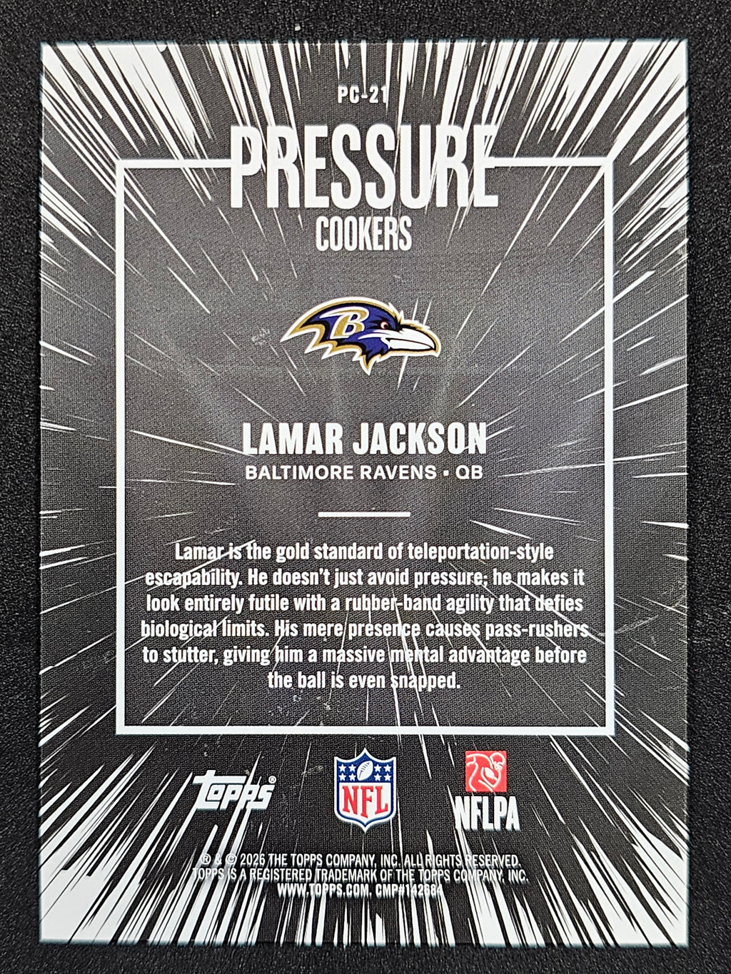 2026 Topps Flagship #PC-21 Lamar Jackson Pressure Cookers Pink Crackle