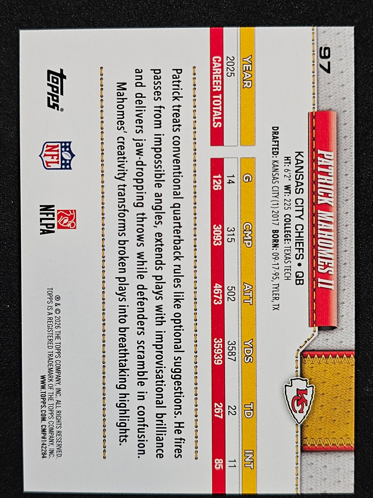 2026 Topps Flagship #97 Patrick Mahomes II Diamante Foil