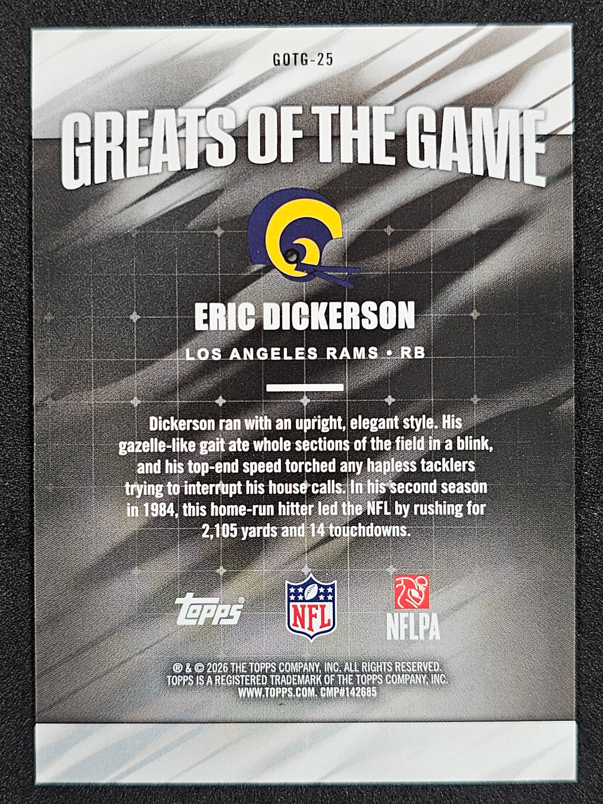 2026 Topps Flagship #GOTG-25 Eric Dickerson Greats Of The Game